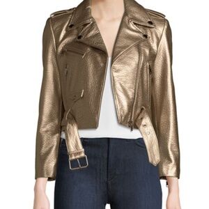 LaMarque Metallic Zip Front Leather Moto Jacket NEW w tags
